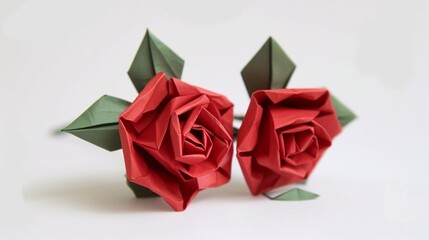 red and green roses origami
