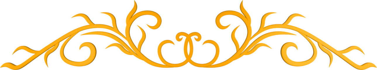 3D rendering border of a curved branch with leaves of different sizes on a transparent background