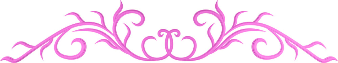 3D rendering border of a curved branch with leaves of different sizes on a transparent background