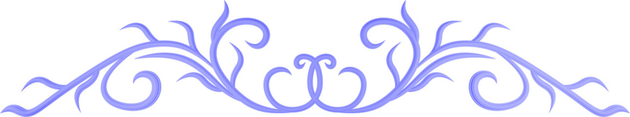 3D rendering border of a curved branch with leaves of different sizes on a transparent background