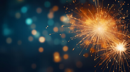 Fototapeta premium Beautiful creative holiday background with fireworks and sparkles