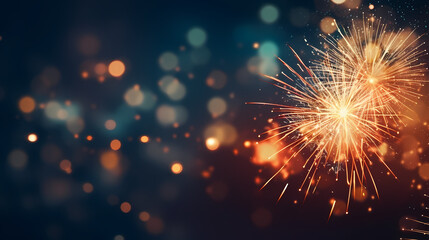 Obraz premium Beautiful creative holiday background with fireworks and sparkles