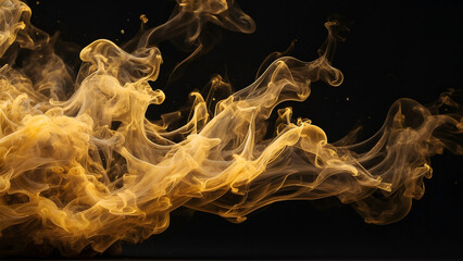 Obraz premium Golden color, fire and smoke effect on black background