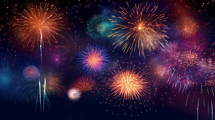 Fototapeta premium Beautiful creative holiday background with fireworks and sparkles