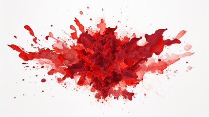 an illustration of a red blood explosion is in the middle on a white background