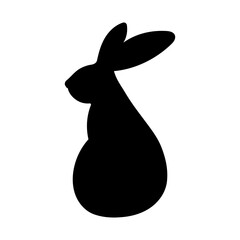 Silhouette of an Easter bunny isolated on a white background. Vector illustration of a rabbit for design use. Easter symbol. Holiday decor.