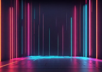 3d rendering, abstract neon background. Modern wallpaper with glowing vertical lines. Illustrations 05.