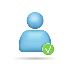3D user verification icon. Verification of the user's identity or profile.
 Vector illustration