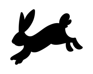 Fototapeta premium Silhouette of an Easter bunny isolated on a white background. Vector illustration of a rabbit for design use. Easter symbol. Holiday decor.