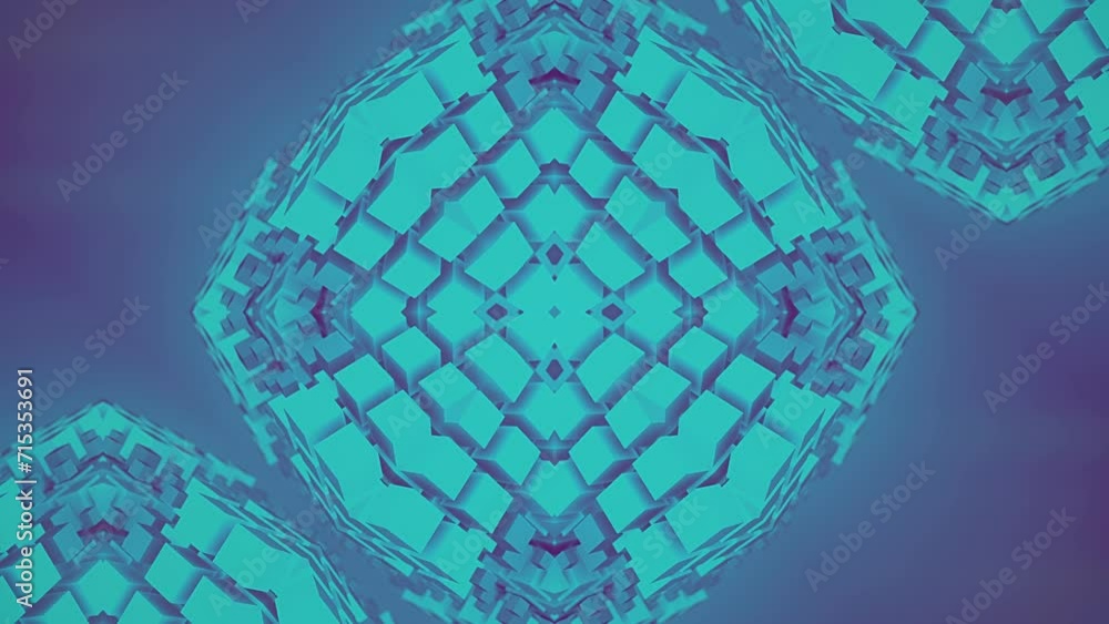 Poster Blue geometric mosaic-like pattern. Visually appealing composition. Abstract and artistic style. Digital seamless loop animation. 3d rendering. 4K, Ultra HD resolution
