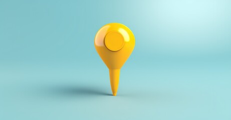 yellow geolocation marker on the map in 3D style. Navigation system. Pin