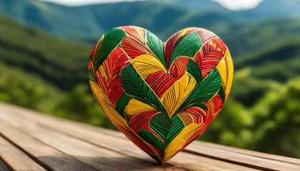 Heart  with African Patterns and Colors, Black History Month Art - obrazy, fototapety, plakaty