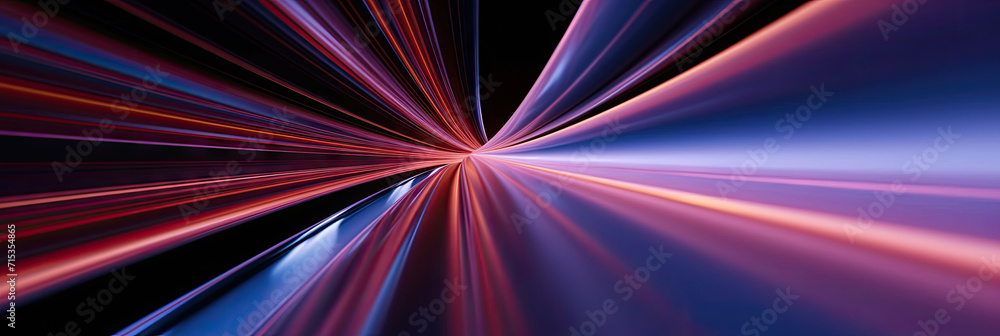 Poster 3d rendering of abstract fast moving stripe lines with glowing sun light flare. high speed motion bl