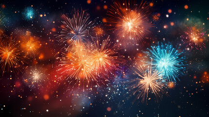 Fototapeta premium Fireworks background for celebration, holiday celebration concept