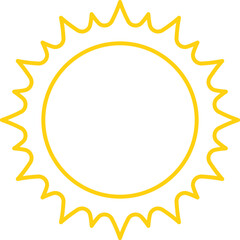 Vector cartoon yellow sun. Shining light rays. Summer Isolated vector illustration.