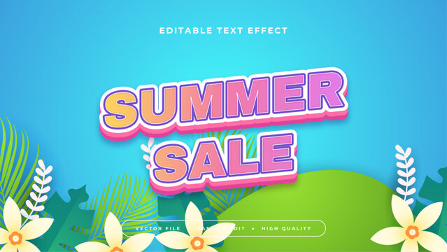 Colorful colourful summer sale 3d editable text effect - font style. Summer text style effect
