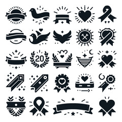 Banner-ribbon-set-silhouette-vector-black-shape