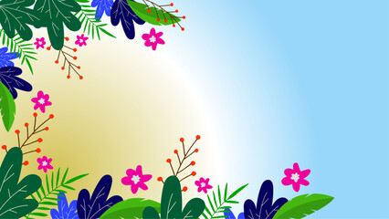 Colorful colourful summer background style vector illustration. Vector realistic summer background with vegetation