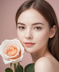 Obraz premium Portrait beautiful young woman with clean fresh skin. 