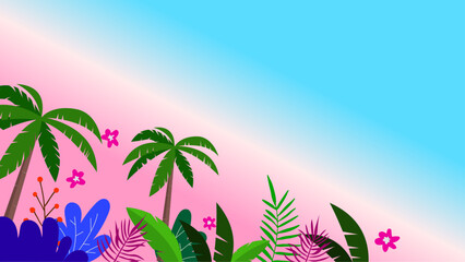 Fototapeta na wymiar Colorful colourful vector realistic background for summer season. Vector realistic summer background with vegetation