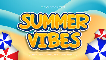 Colorful colourful summer vibes 3d editable text effect - font style. Summer text style effect