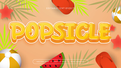 Colorful colourful popsicle 3d editable text effect - font style. Summer text style effect