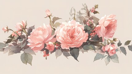 beautiful romantic flower illustration design. Generative Ai