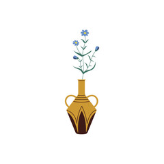set of flowers in a brown pot illustration