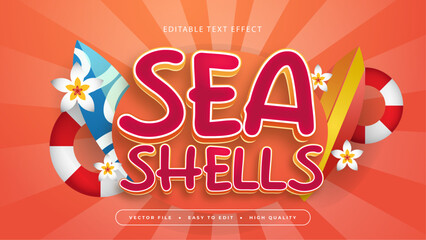 Colorful colourful sea shells 3d editable text effect - font style. Summer text style effect
