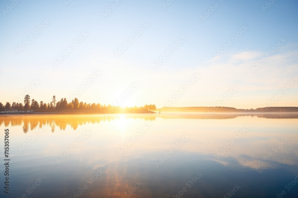 Canvas Prints reflection of sunrise on a calm freshwater lake