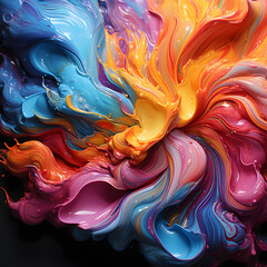 Abstract Colorful Liquid Paint Background. Multicolored Fluid Wallpaper