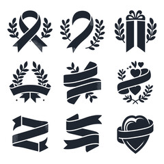 Banner-ribbon-set-silhouette-vector-black-shape