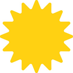 Vector cartoon yellow sun. Shining light rays. Summer Isolated vector illustration.
