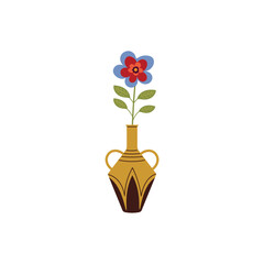 set of flowers in a brown pot illustration
