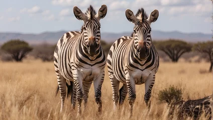 Poster Two plains zebras in natural habitat, South Africa. © New generate