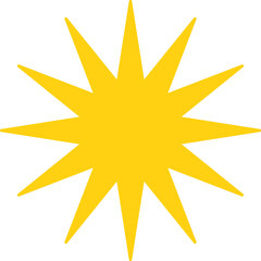 Obraz premium Vector cartoon yellow sun. Shining light rays. Summer Isolated vector illustration.