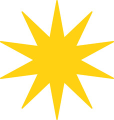 Obraz premium Vector cartoon yellow sun. Shining light rays. Summer Isolated vector illustration.
