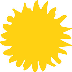 Vector cartoon yellow sun. Shining light rays. Summer Isolated vector illustration.
