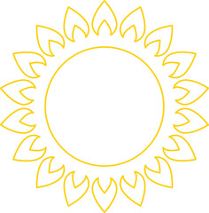 Vector cartoon yellow sun. Shining light rays. Summer Isolated vector illustration.