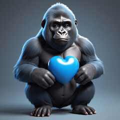 Adorable Gorilla Grasps Love in Chris LaBrooy's 3D Render AI GENERATED