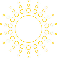 Vector cartoon yellow sun. Shining light rays. Summer Isolated vector illustration.