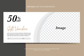 Gift voucher coupon discount banner minimal modern black and white, promotion for luxury hotel resort and spa travel, elegant beauty, clinic, cosmetic, e-commerce promotion, editable vector template - obrazy, fototapety, plakaty