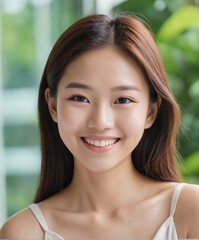 Beautiful asian young woman smile and cheerful