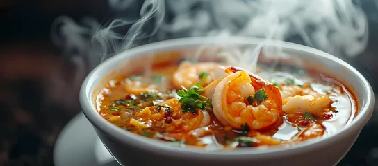 Tuinposter Tom yum kung (spicy shrimp soup) © godex