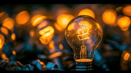 light bulb on a black background