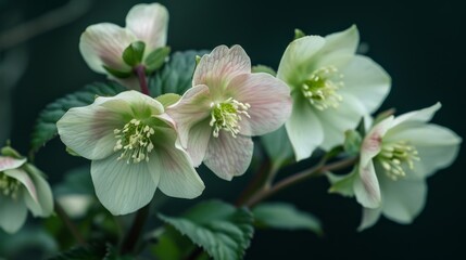 Natural background with Hellebores flowers.