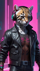 Ocelot Synthwave Serenity Down Under by Alex Petruk AI GENERATED