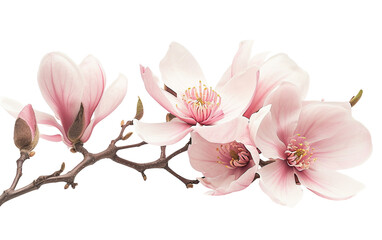 Delicate Magnolia Beauty On Transparent Background.