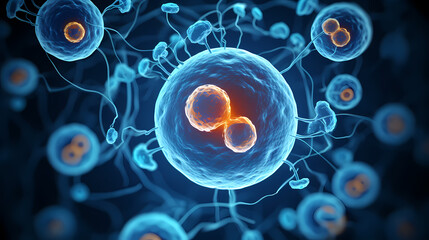 Obraz premium Cell background, virus cells, medical research background