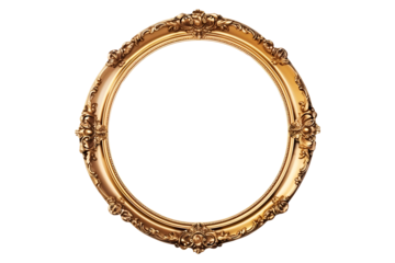 Antique carved gilded frame on transparent background. Generative ai design art.